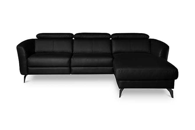 LOGNA Hjorne Reclinersofa Hoyre Laer / PVC Svart / Matt svart