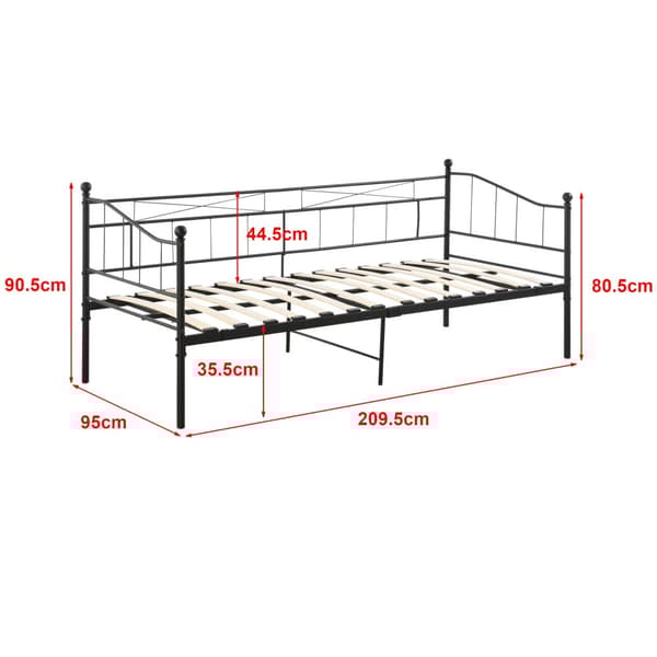 [en.casa] Sängstomme Arjeplog i metall inkl. madrass och ribbotten-209,5x95x90,5cm-Madrass: 200x90cm-pulverlackerat stål-svart matt-reptålig