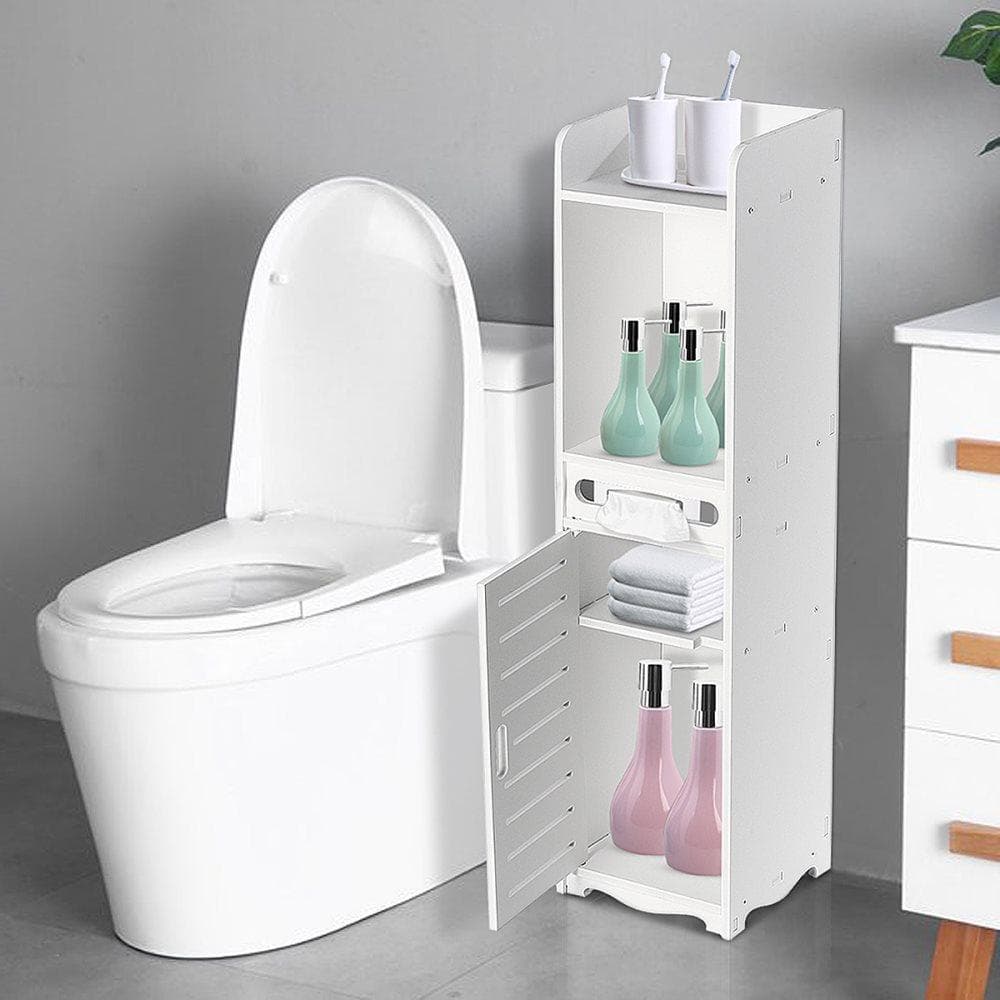 18x18x100CM badrumsgolvskåp för förvaring av toalettbadkaret organisatör pappershållare hylla dörr klassisk hållbar smal design stor förvaring