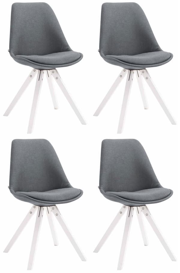 CLP 4 vierastuolin sarja Toulouse Fabric Square -kankainen neliö tummanharmaa-valkoinen