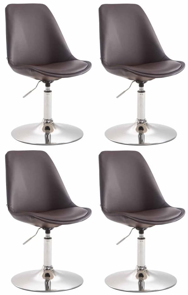 CLP Sæt med 4 spisebordsstole Maverick Faux Leather brun-chrom