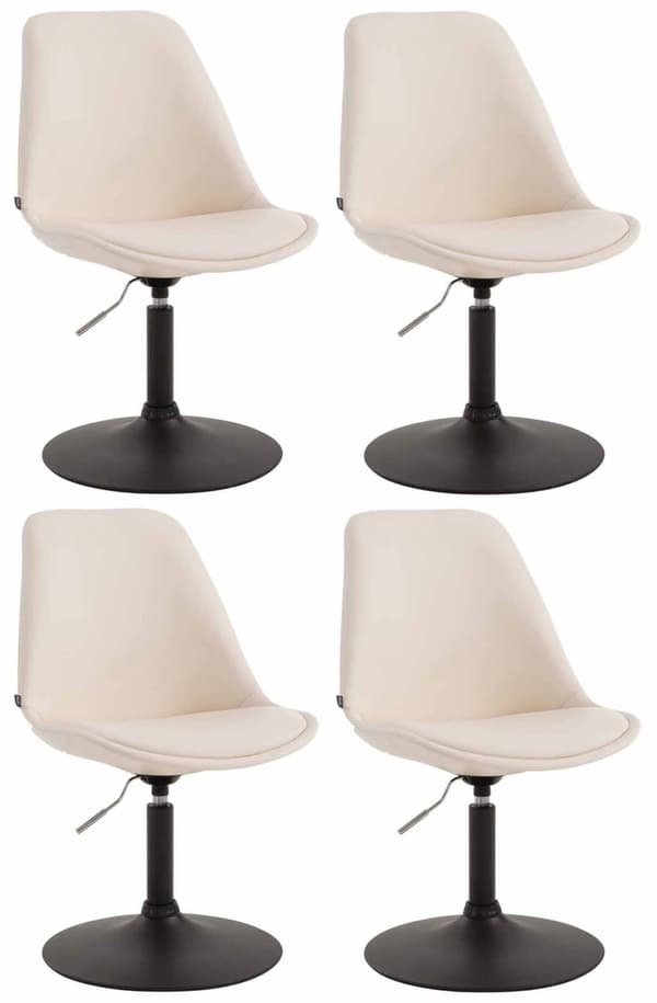 CLP Set med 4 matstolar Maverick konstläder creme-svart