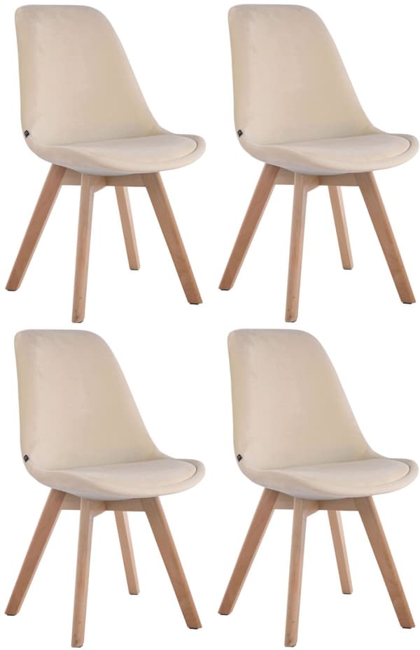 CLP Set med 4 stolar för besökare Borneo Velvet creme-natura
