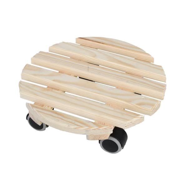 Esschert Design Rund Plantevogn i træ 28,7x28,8x8,3 cm