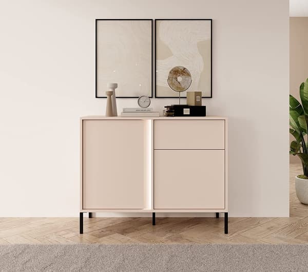 Moderni lipasto beige LED-valaistuksella - Tyylikäs säilytysratkaisu kotiisi. Makuuhuoneen kalusteet, pukuhuone aikuisille, 40 x 103 x 81 cm