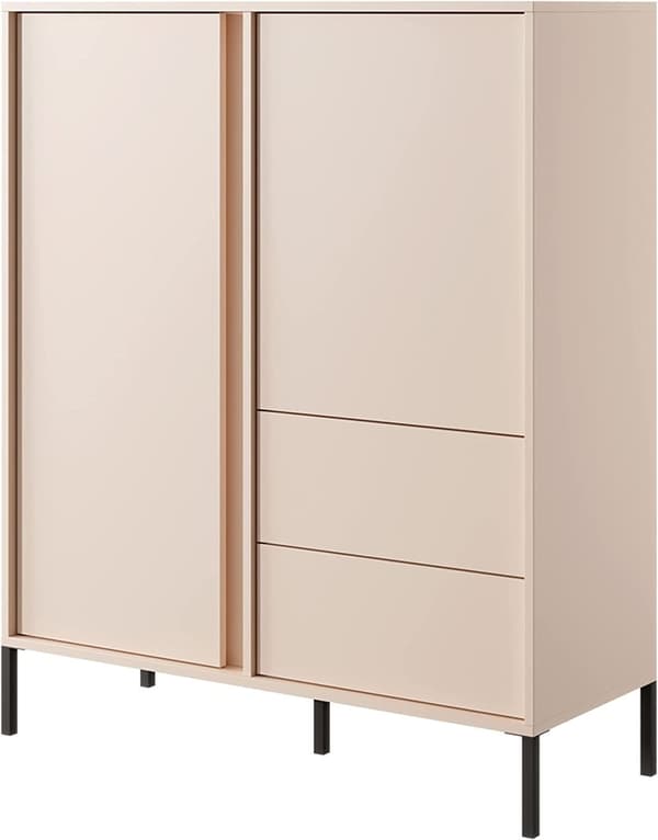Moderni lipasto beige LED-valaistuksella - Tyylikäs säilytysratkaisu kotiisi. Makuuhuoneen kalusteet, aikuisten pukuhuone, 40 x 103 x 123 cm