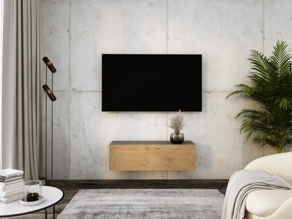 Hängande Tv-bänk - Modern design med push-to-open funktion.  TV lowboard, tv-bräda, tv-skänk hängande