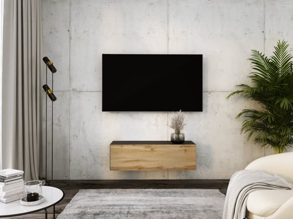 Hängande Tv-bänk - Modern design med push-to-open funktion.  TV lowboard, tv-bräda, tv-skänk hängande