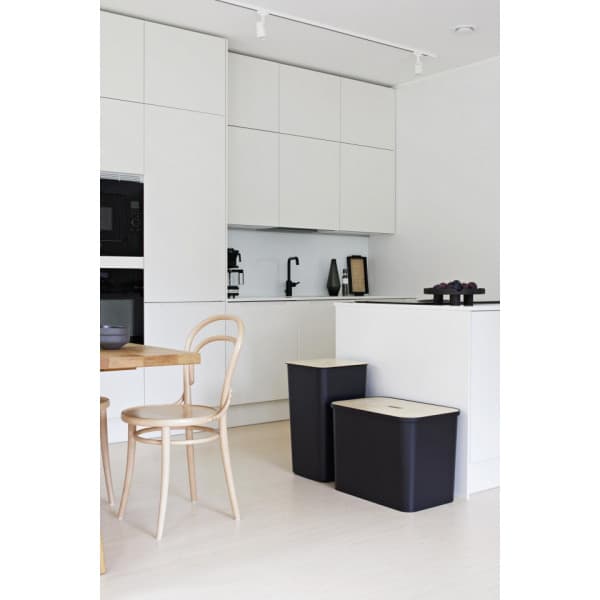 SmartStore Collect -lajittelusetti vanerikannella, 76 L, musta