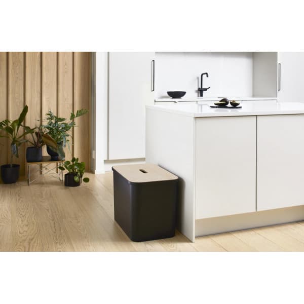 SmartStore Collect -lajittelusetti vanerikannella, 76 L, musta