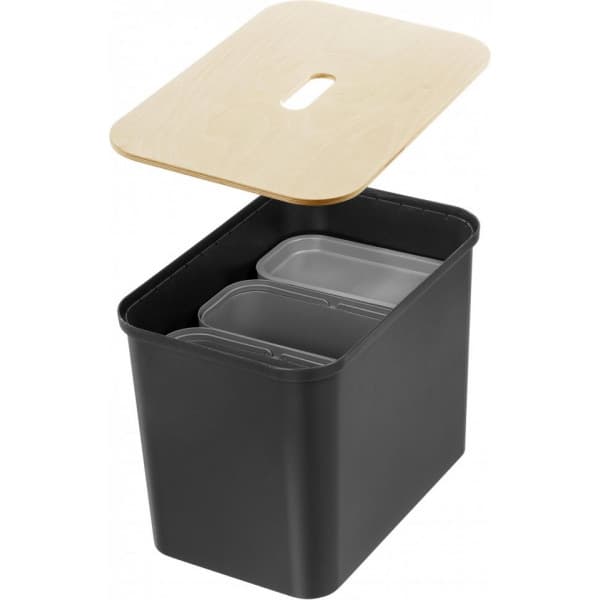 SmartStore Collect -lajittelusetti vanerikannella, 76 L, musta