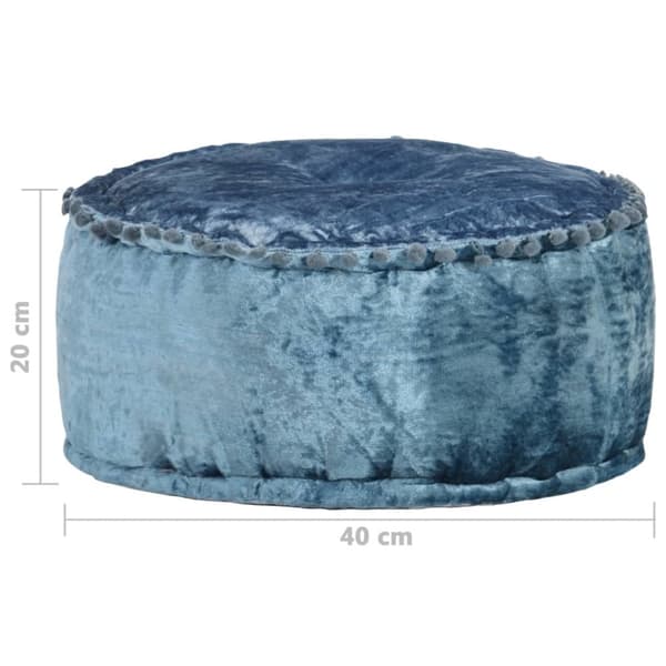 puf 40x20 cm rund velour blå