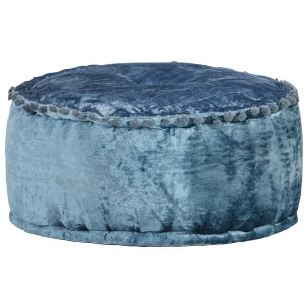 puf 40x20 cm rund velour blå