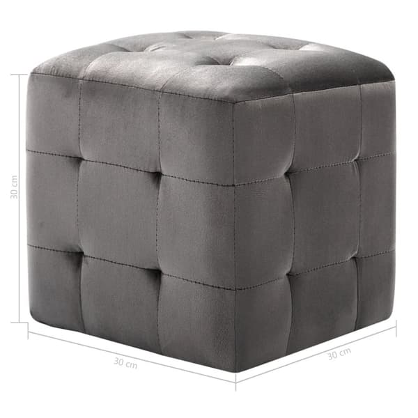 puf 2 stk. 30 x 30 x 30 cm fløjlsstof grå