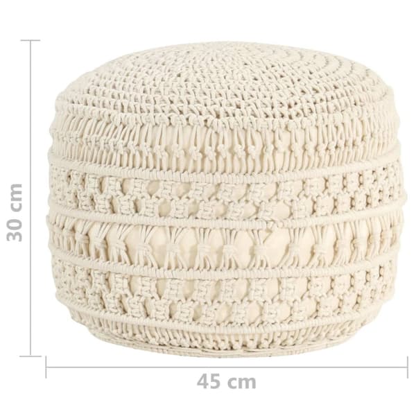 håndlavet macramépuf 45x30 cm bomuld