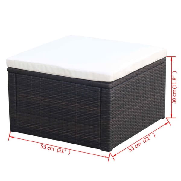 Pouff 53 x 53 x 30 cm, polyrottinki, ruskea