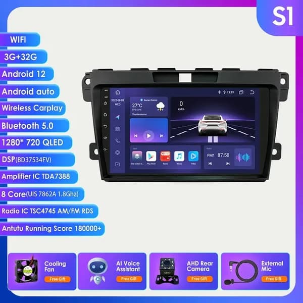 Automaattinen Carplay 4G DSP QLED-näyttö, Android Autoradio, MAZDA CX-7 CX7 CX 7 2008-2015., S2 (4G 32G) AI AHDC1