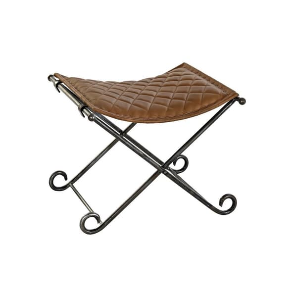 Foot-of-bed Bench DKD Home Decor Sort Metal Brun Læder (53 x 45 x 44 cm)
