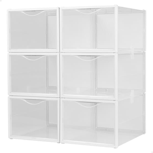 Skoholder Max Home Hvid 6-pakke i polypropylen ABS 25x18,5x35 cm - Stablebare skobokse til smart opbevaring af sko derhjemme.