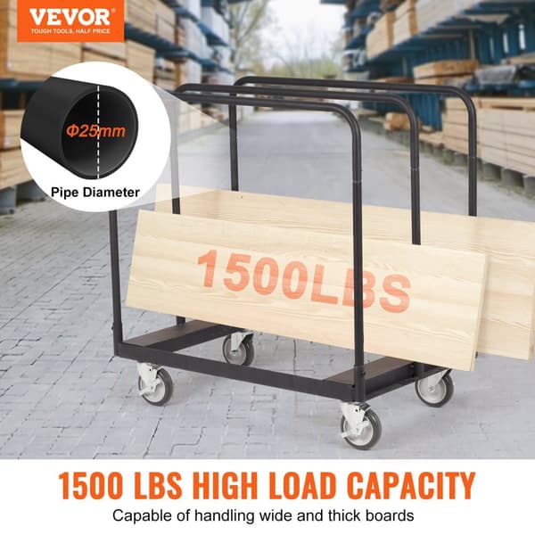 Gipsskiva vagn, kapacitet 1500 LBS, 5 svängbara hjul, 1500 LBS
