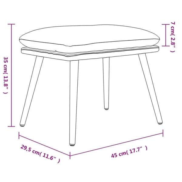 Fotpall gräddvit 45x29,5x35 cm tyg