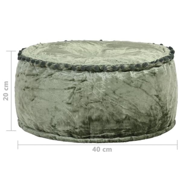 puf 40x20 cm rund velour grøn