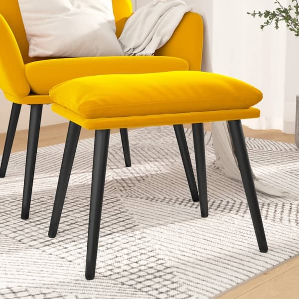 Fotpall senapsgul 45x29,5x35 cm sammet