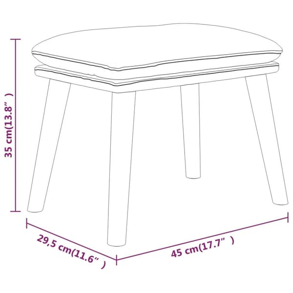 Fotpall vinröd 45x29,5x35 cm tyg