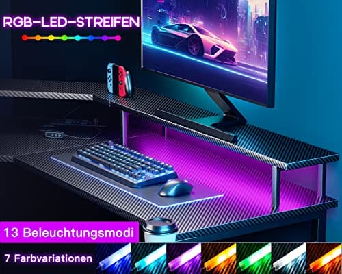 Pelipöytä  L-Shape USB 220V 129x129 cm
