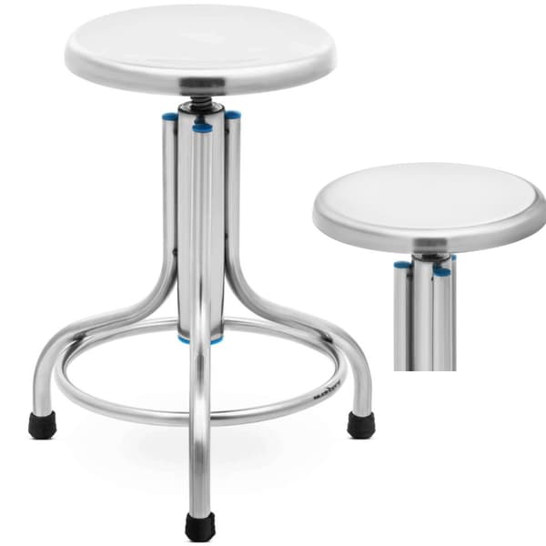 Taburet, værkstedslaboratorietaburet, rustfrit stål, 45-60 cm, op til 150 kg