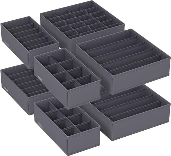 Undertøysoppbevaringssett med 8, skufforganisering, sammenleggbar, garderobeskap, oppbevaringsboksskap, stoffbokser Oppbevaring, for bh, sokker, slip