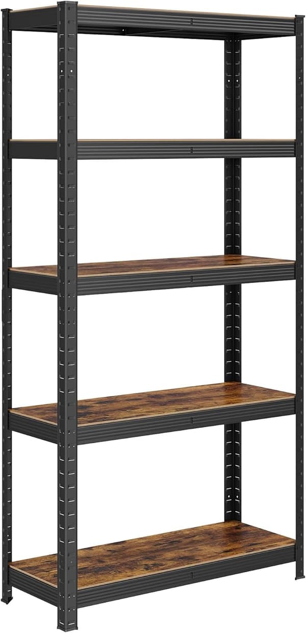 Pystyhylly, kirjahylly, säilytyshylly, 5 hyllyä, keittiön hylly, hylly, 30 x 75 x 150 cm, kantavuus jopa 650 kg, säädettävät hyllyt, teollinen muotoi