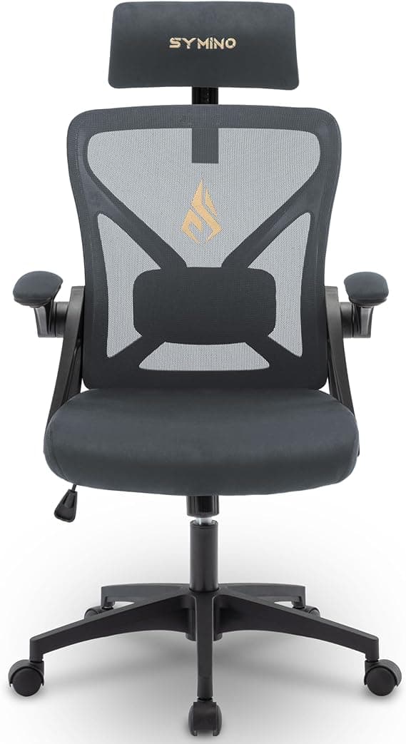 symino työtuoli, pöytätuoli, kääntyvä tuoli, ergonominen säädettävä niskatuki, käsinojat, ristiseläntuki, pyörivä keinutoiminto, verkkotuoli, selkäyst