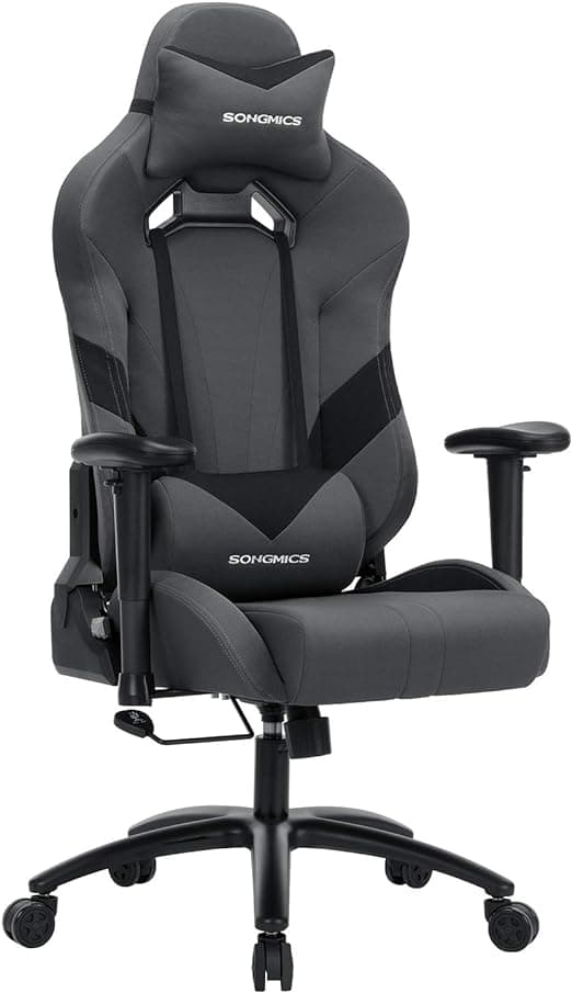 Kancelárske kreslo herné kreslo manažérske kreslo ergonomické s nastaviteľnými podrúčkami, vankúš bedrový vankúš 66 x 72 x 124-132 cm sivo-čierna RCG1
