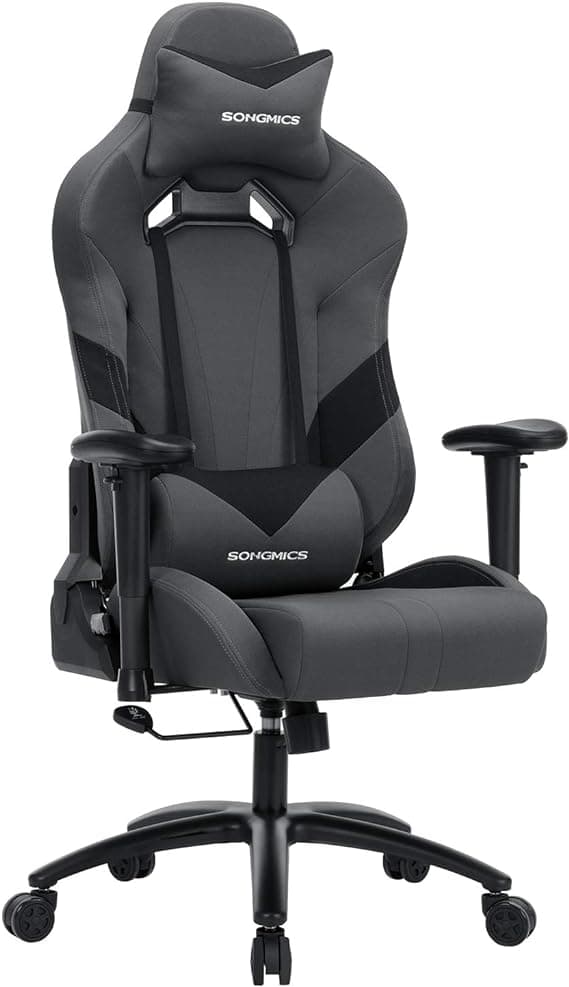 Kancelárske kreslo herné kreslo manažérske kreslo ergonomické s nastaviteľnými podrúčkami, vankúš bedrový vankúš 66 x 72 x 124-132 cm sivo-čierna RCG1