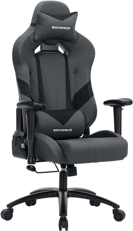 Kancelárske kreslo herné kreslo manažérske kreslo ergonomické s nastaviteľnými podrúčkami, vankúš bedrový vankúš 66 x 72 x 124-132 cm sivo-čierna RCG1