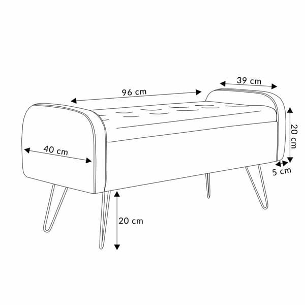 Penkki | VENLO | sametinharmaa | 100x39x45cm | 944585