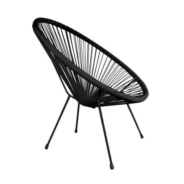 Fåtölj | ACAPULCO | gjord av rund svart teknorattanrep | 72x79x85 cm | 968314