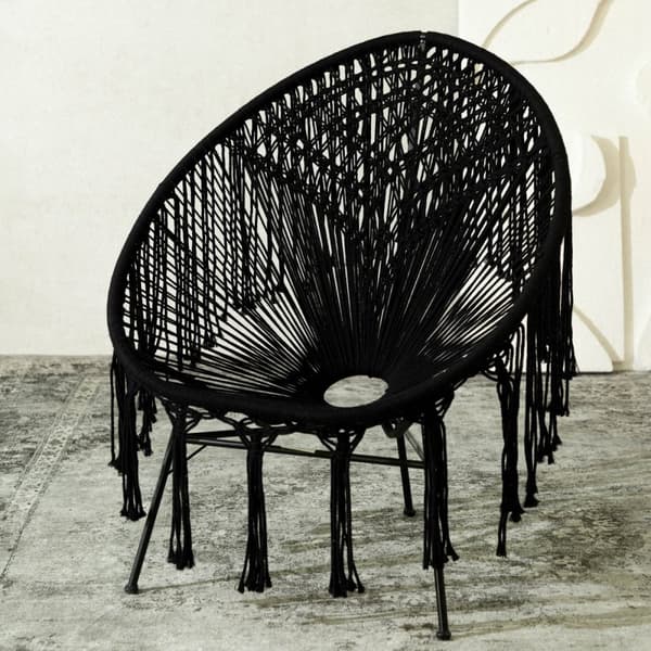 Fåtölj | ACAPULCO SPIRIT | gjord av svart macrame textilsnöre | 93x73x85 cm | 870977