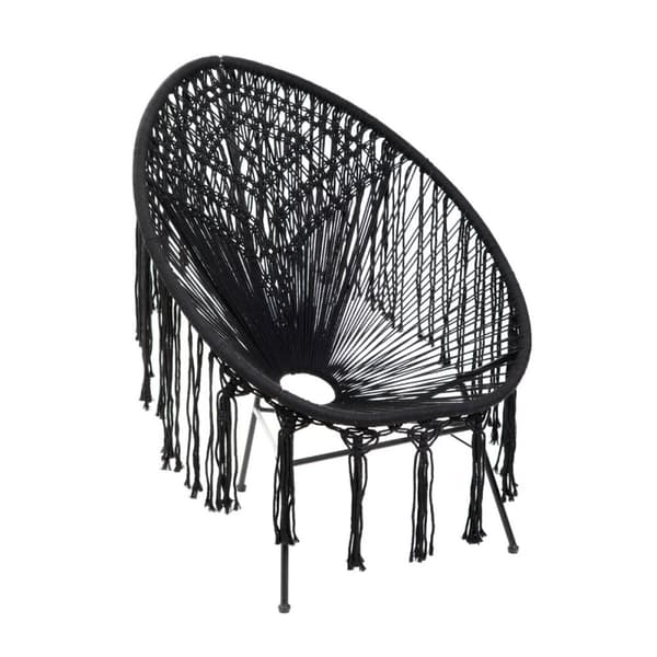 Fåtölj | ACAPULCO SPIRIT | gjord av svart macrame textilsnöre | 93x73x85 cm | 870977