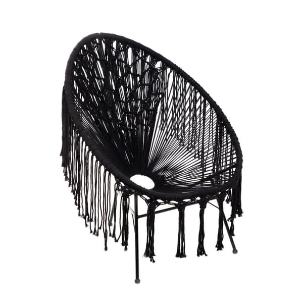 Fåtölj | ACAPULCO SPIRIT | gjord av svart macrame textilsnöre | 93x73x85 cm | 870977