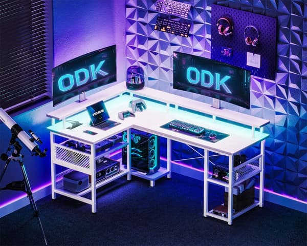 Pelipöytä LED USB Valkoinen 150×102cm