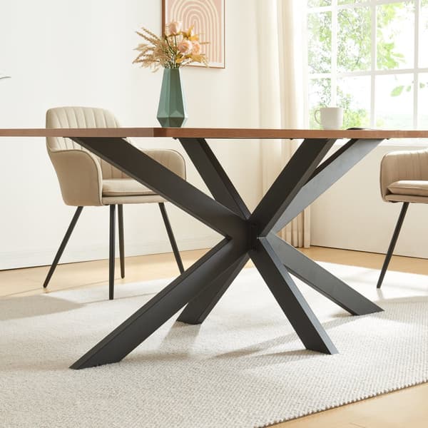 Bordsben Oberau 120x68x71 cm pulverlackerat stål stjärnformad [en.casa]