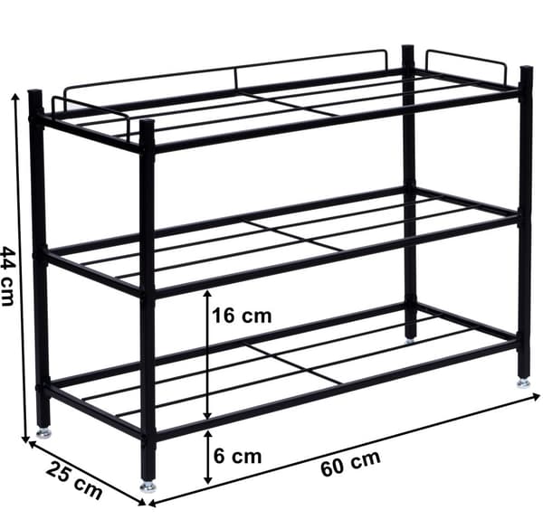 Viena loft skostativ, 3 niveauer, sort