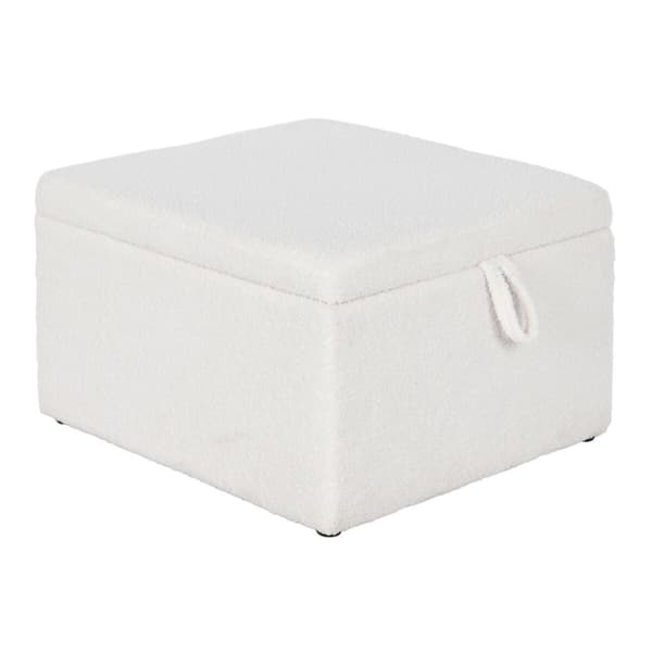 Sittpall Home ESPRIT Vit Polyester Trä MDF 60 x 60 x 36 cm