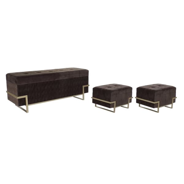 Jakkara DKD Home Decor   Kullattu Metalli Ruskea Sametti (120 x 42 x 48 cm)