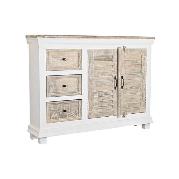 Sivupöytä DKD Home Decor Valkoinen Luonnollinen Puu Mangopuu 122 x 25 x 91 cm