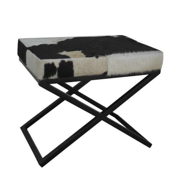 Foot-of-bed Bench DKD Home Decor Vit Svart Ko Metall 60 x 40 x 50 cm