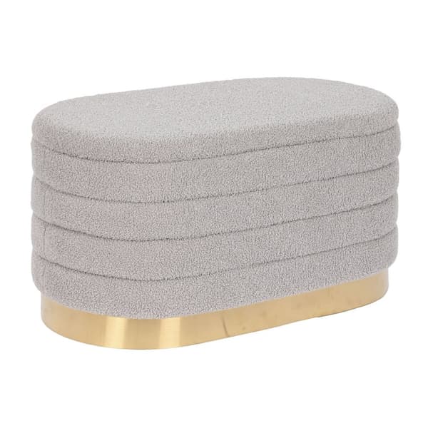 Sittpall DKD Home Decor Gyllene Ljusgrå Metall 80 x 41 x 40 cm
