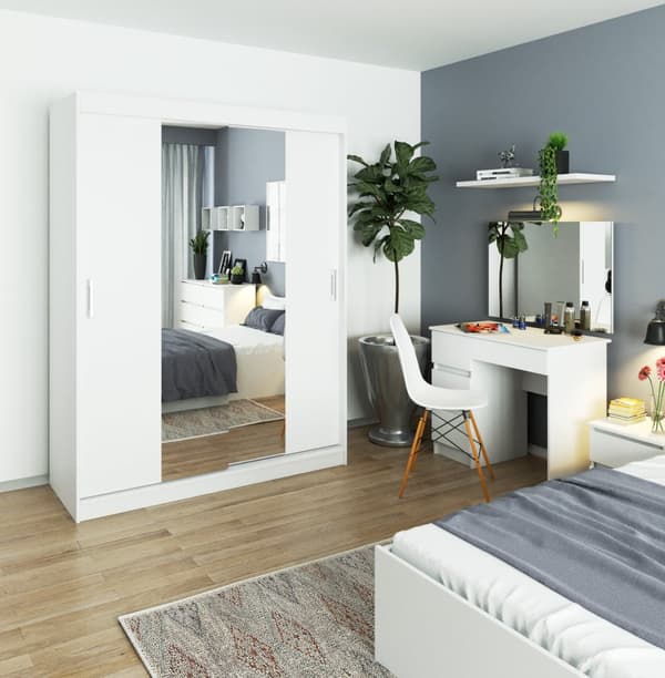 KOSMETIIKKAPÖYTÄ PEILILLÄ T-6/SL 900x600 OIKEA VALKOINEN